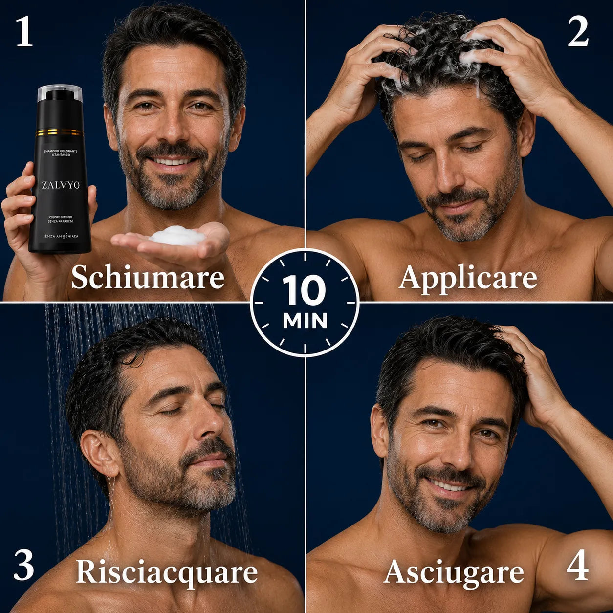 Shampoo Colorante Istantaneo Capelli Bianchi Coperti in 10 Minuti, Senza Sforzo