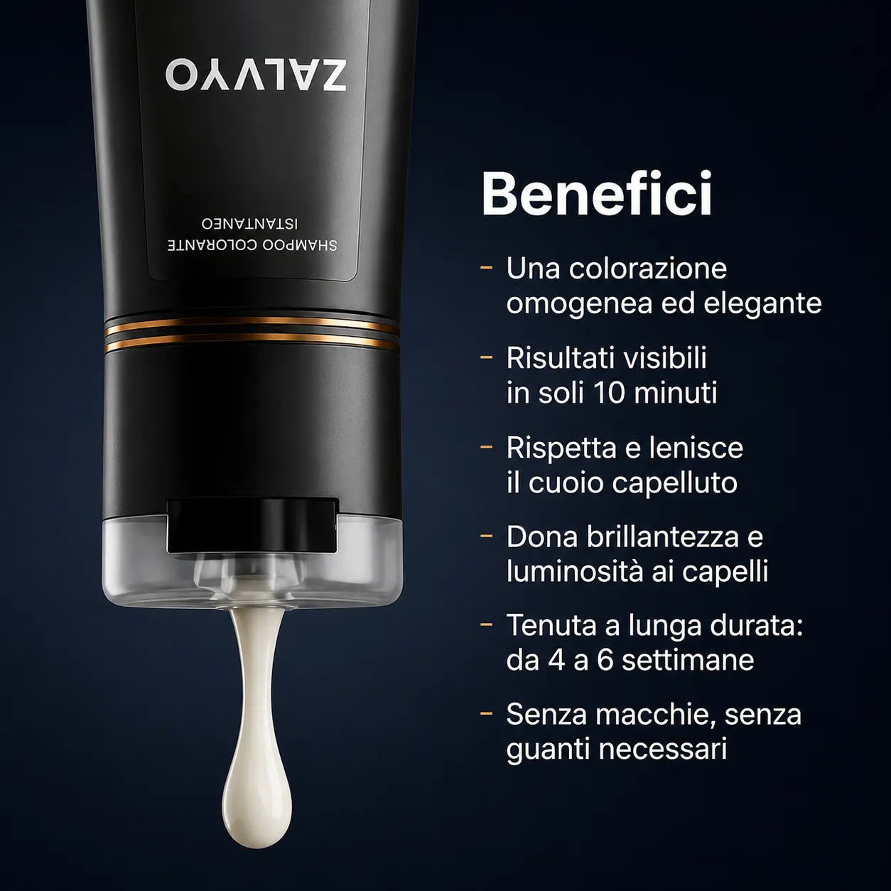 Shampoo Colorante Istantaneo Capelli Bianchi Coperti in 10 Minuti, Senza Sforzo